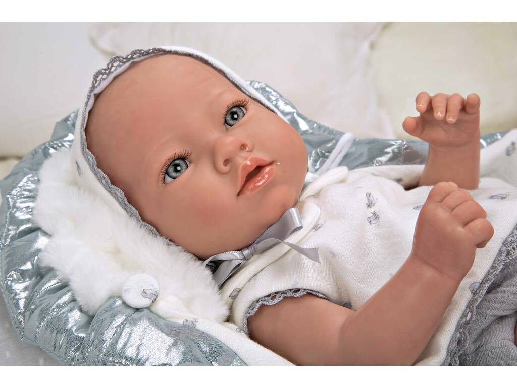 Puppe Reborn Baby 38 cm Borja Grau mit Decke Arias 98172