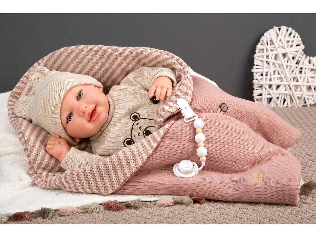 Muñeca Bebé Reborn Lain de 45 Cm con Saco de Dormir
