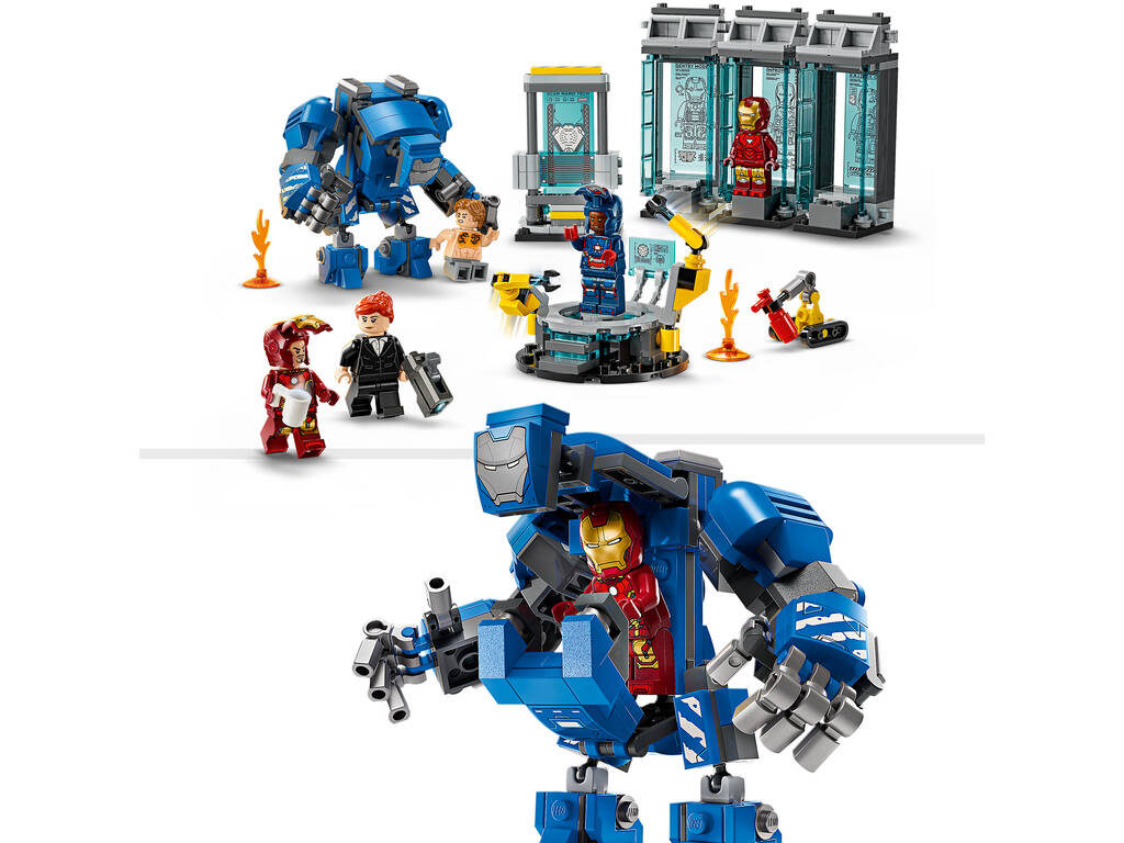Lego Marvel Laboratorio de Iron Man Sala de Armaduras