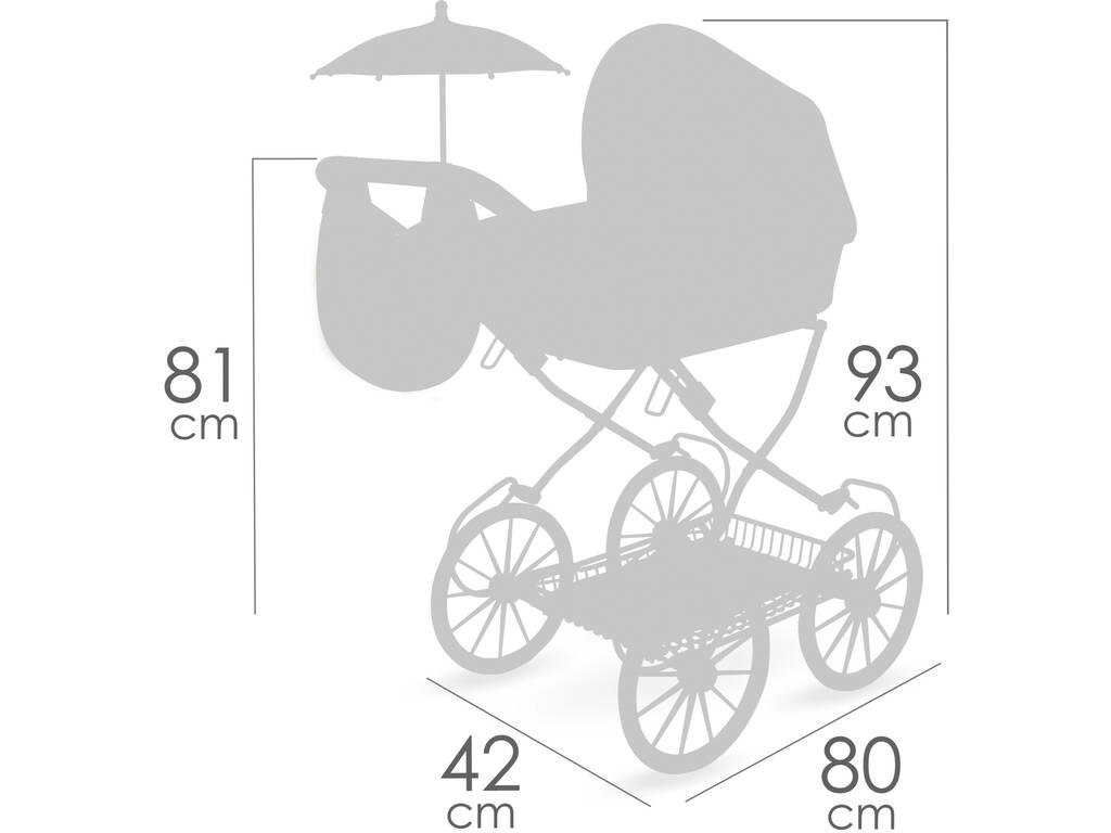 Tulipe Chariot pliable pour poupées avec parasol et sac