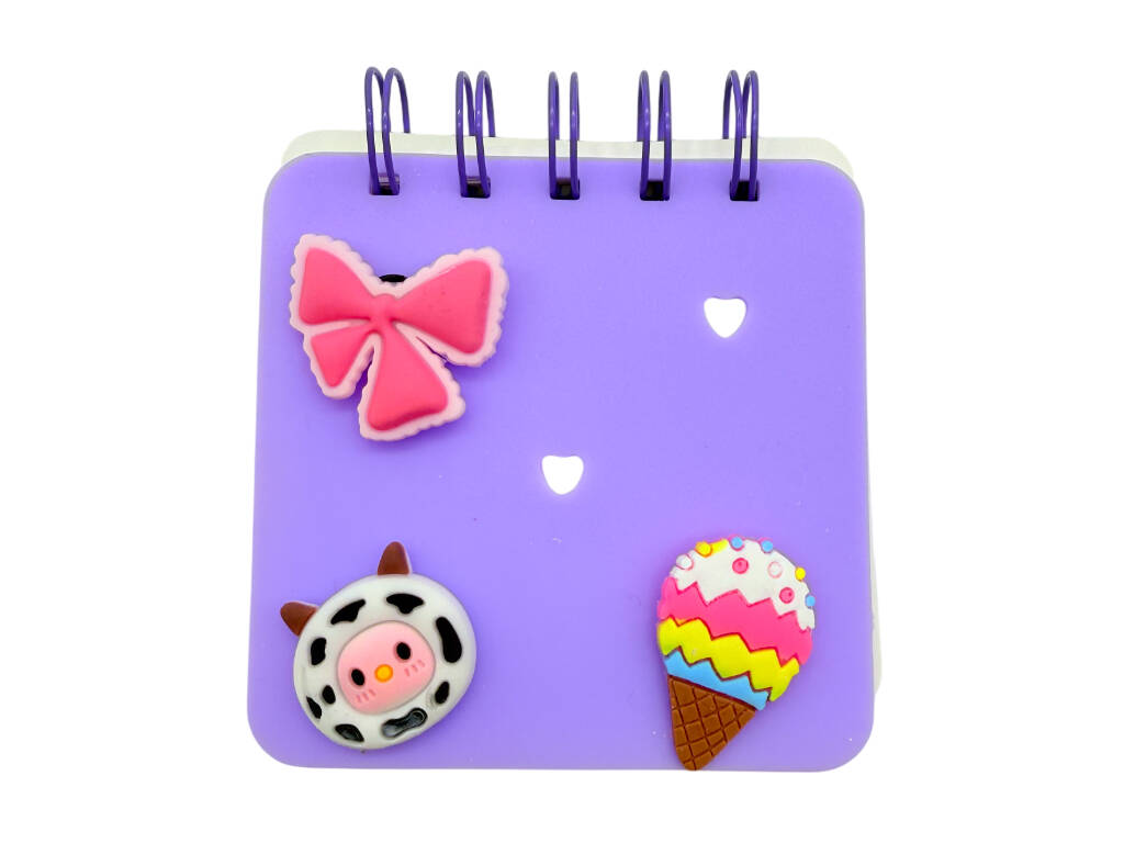 Carnet A7 violet perforé avec 50 pages et 3 épingles décoratives