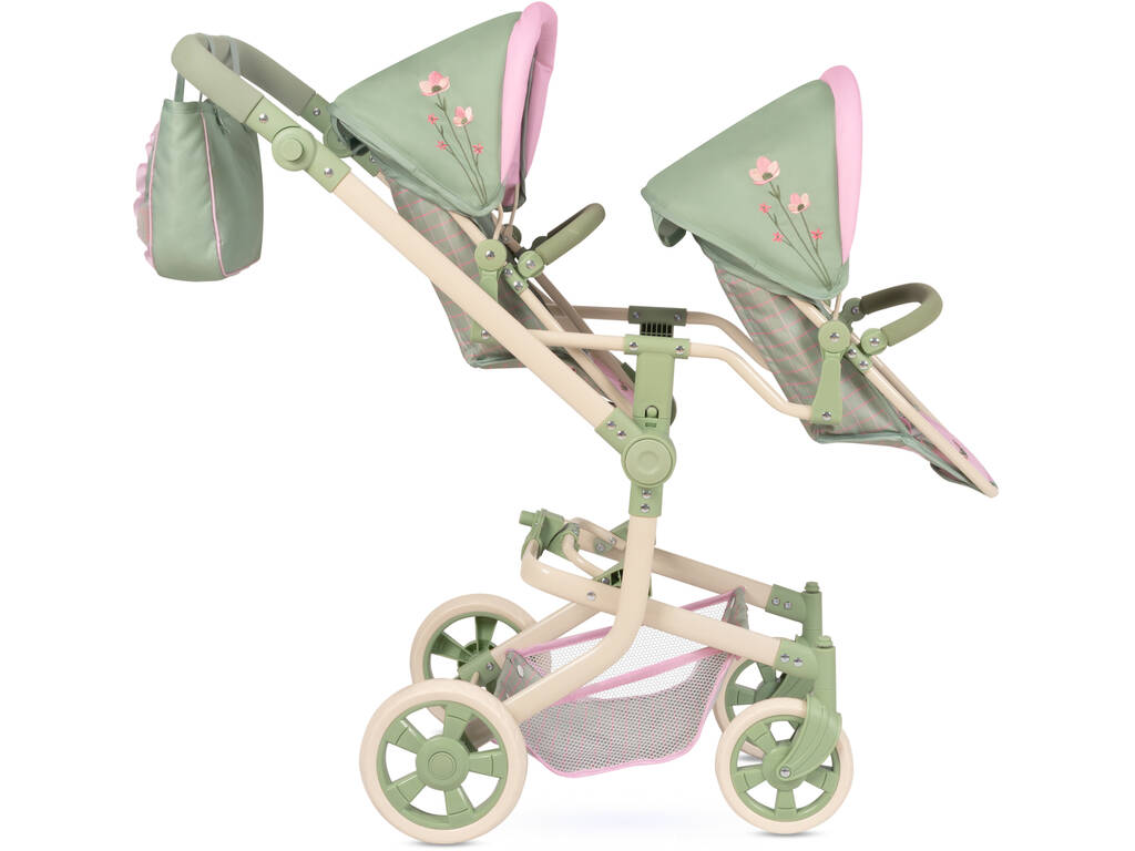 Carro de Muñecas Silla Muñeca Gemelar Plegable Botanic con Bolso